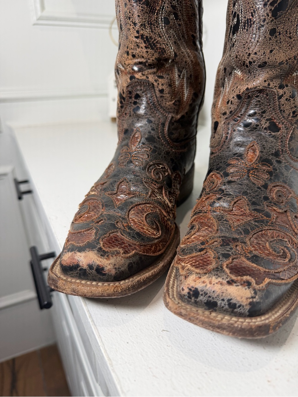 Corral Boots Women's 7M Brown Inlay Western Cowboy Boots Leather Cowgirl Rodeo View 4